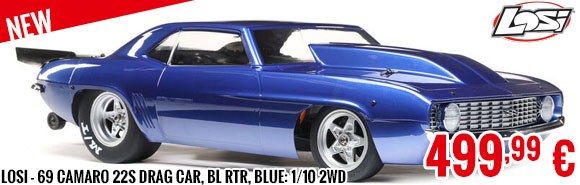 New - Losi - 69 Camaro 22S Drag Car, BL RTR, Blue: 1/10 2WD
