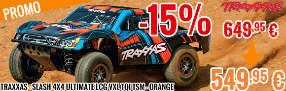 Soldes - Traxxas - Slash 4X4 Ultimate LCG VXL TQi TSM (no battery/charger), Orange
