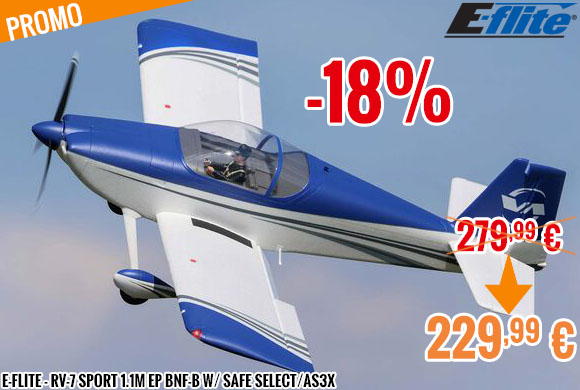 Soldes - E-Flite - RV-7 Sport 1.1m EP BNF-B w/ SAFE Select/AS3X