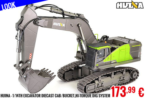 Look - Huina - 1/14th Excavator Diecast Cab/Bucket,Hi-Torque Dig System