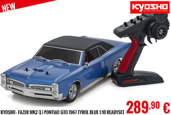 New - Kyosho - Fazer MK2 (L) Pontiac GTO 1967 Tyrol Blue 1:10 Readyset
