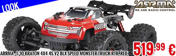 Look - Arrma - 1/10 Kraton 4X4 4S V2 BLX Speed Monster Truck RTR, Red