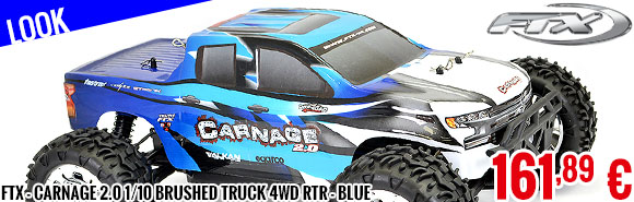 Look - FTX - Carnage 2.0 1/10 Brushed Truck 4WD RTR - Blue
