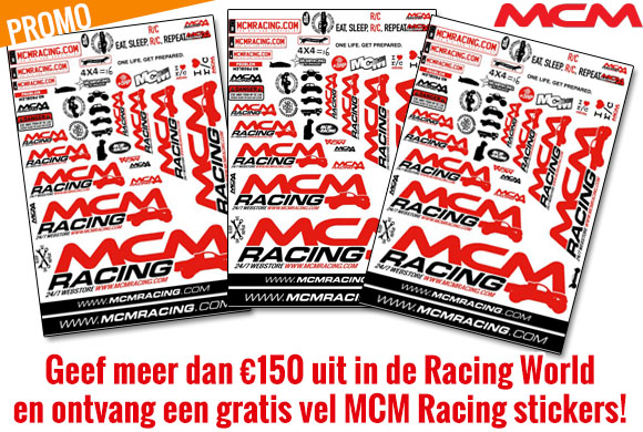 Promotie - Geef meer dan €150 uit in de Racing World en ontvang een gratis vel MCM Racing stickers!