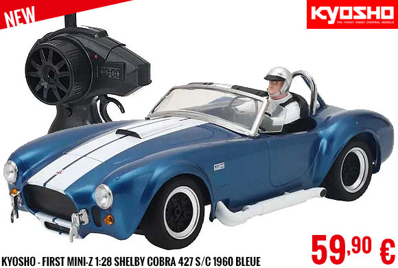 New - Kyosho - First Mini-Z 1:28 Shelby Cobra 427 S/C 1960 Bleue