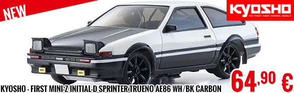 New - Kyosho - First Mini-Z 1:28 Initial-D Sprinter Trueno AE86 WH/BK Carbon