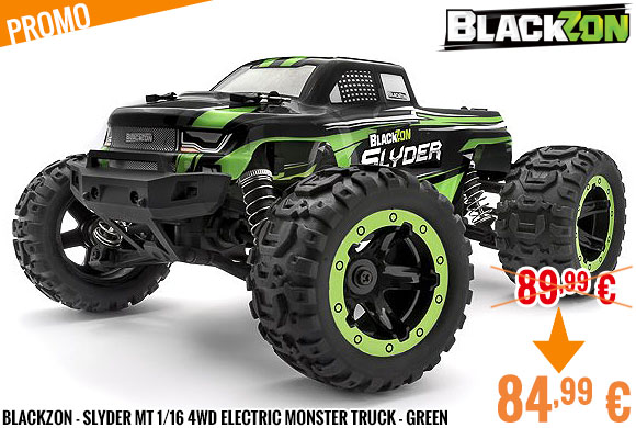 Promo - BlackZon - Slyder MT 1/16 4WD Electric Monster Truck - Green