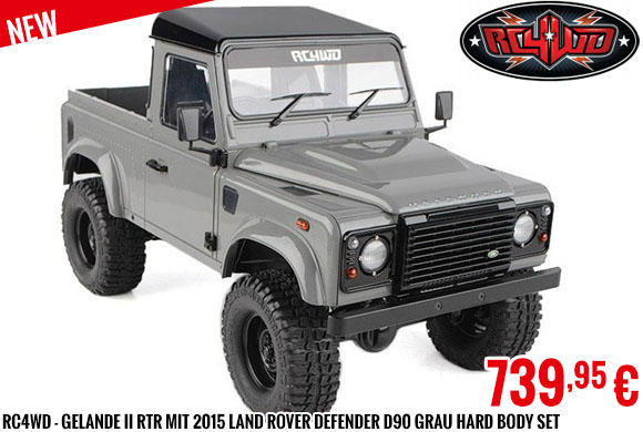 New - RC4WD - Gelande II RTR mit 2015 Land Rover Defender D90 grau Hard Body set