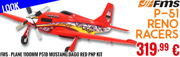 Look - FMS - Plane 1100mm P51D Mustang Dago Red PNP kit w/ reflex system
