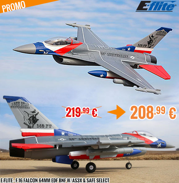Promo - E-Flite - F-16 Falcon 64mm EDF BNF w/AS3X & SAFE Select