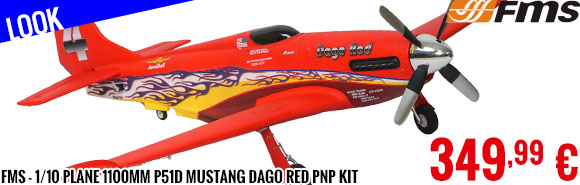 Look - FMS - 1/10 Plane 1100mm P51D Mustang Dago Red PNP kit w/ reflex system