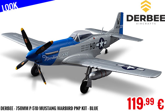 Look - Derbee - 750mm P-51D Mustang Warbird PNP kit - blue