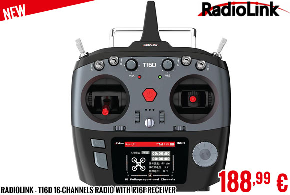 New - Radiolink - T16D 16-Channels radio with R16F Receiver
