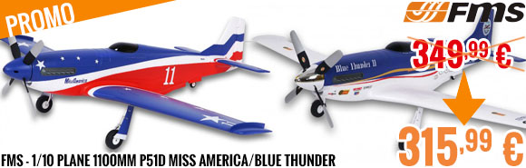 Soldes - FMS - 1/10 Plane 1100mm P51D Miss America/Blue Thunder