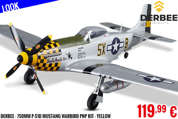 Look - Derbee - 750mm P-51D Mustang Warbird PNP kit - yellow