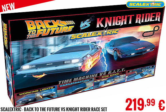 New - Scalextric - Back to the Future vs Knight Rider Race Set