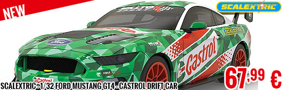 New - Scalextric - 1/32 Ford Mustang GT4 - Castrol Drift Car