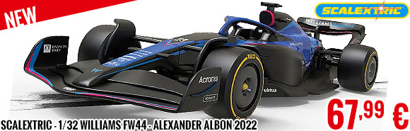 New - Scalextric - 1/32 Williams FW44 - Alexander Albon 2022