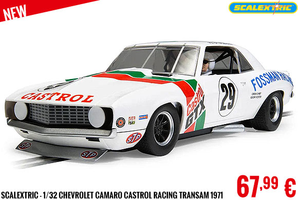 New - Scalextric - 1/32 Chevrolet Camaro Castrol Racing Transam 1971