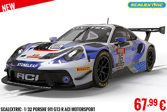 New - Scalextric - 1/32 Porshe 911 GT3 R ACI Motorsport