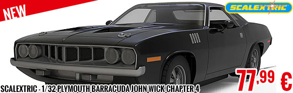 New - Scalextric - 1/32 Plymouth Barracuda John Wick Chapter 4