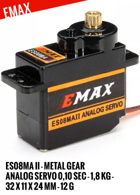 EMax ES08MA II - Metal Gear Analog Servo 0,10sec - 1,8kg - 32x11x24mm 12g