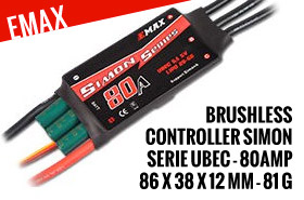 EMax Brushless Controller Simon Serie UBEC - 80amp (81g, 86x38x12)