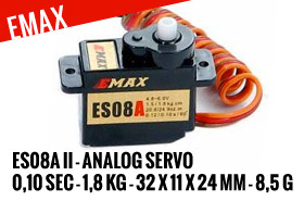 EMax ES08A II - Analog Servo 0,10sec - 1,8kg - 32x11x24mm 8,5g